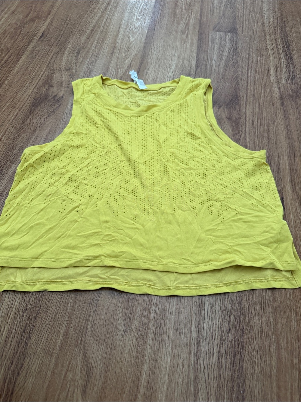lululemon athletica Lululemon Train to Be Tank Yellow Eyelet Knit Top shirt